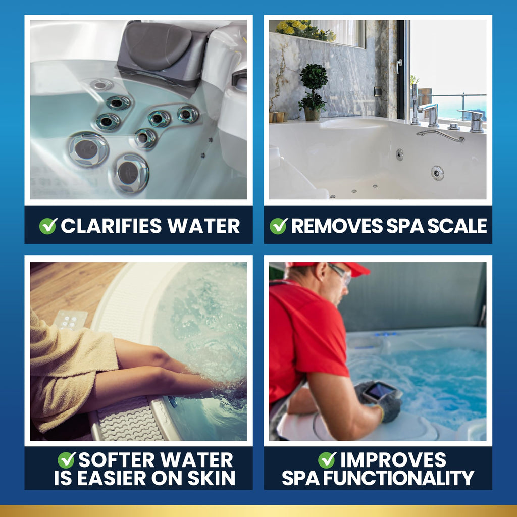 ADIOS! Hot Tub Hard Water Calcium Remover with Scale and Stain Clarifier, Soften Treat and Reduce Spa Deposits - 16oz (Pint)