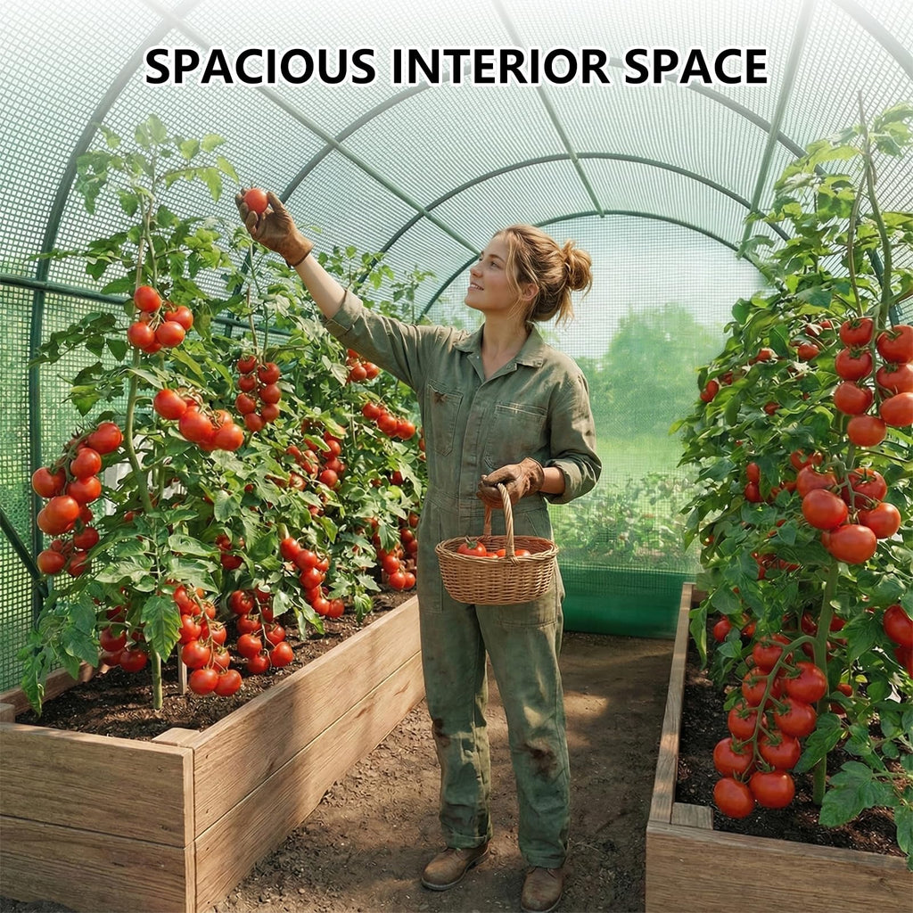 10×7×7 FT Greenhouses for Outdoors Heavy Duty, Large Walk in Green Houses for Outside with 6 Ventilated Mesh Windows & Roll-up Door & Reinforced Frame