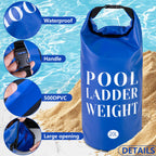 20L/50LB 500D PVC Swimming Pool Ladder Weights- 2 Pcs Waterproof Pool Step Weight Sand Bags- Fillable Pool Stair Weight Anchor Bag with Heavy-Duty Handle for Pool Steps