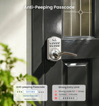 Veise Keypad Door Lock with Handle, Keyless Entry for Front Door & Bedroom, Electronic Lock with Code, Auto-Locking, Easy Installation, Passage Mode, Satin Nickel