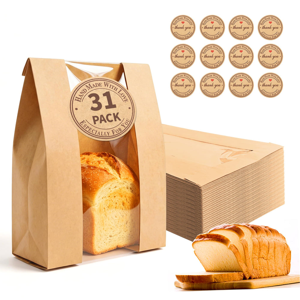 Homrelaxy 31 Pcs Paper Bread Bags for Homemade Bread Sourdough with Window