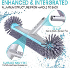 Swimming Pool Brush Head with Round Ends，17.5" Heavy Duty Aluminum Back Head for Cleans Walls, Tiles & Floors, 7 Rows Premium Nylon Bristles with EZ Clips (Blue Grey)
