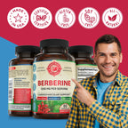 1200mg Berberine Herbal Health Capsules Support Heart and Cardiovascular Health, Help Maintain Healthy Cholesterol, Triglyceride, Blood Sugar Levels, Supports Digestion, Boosts Metabolism, 60 Capsules