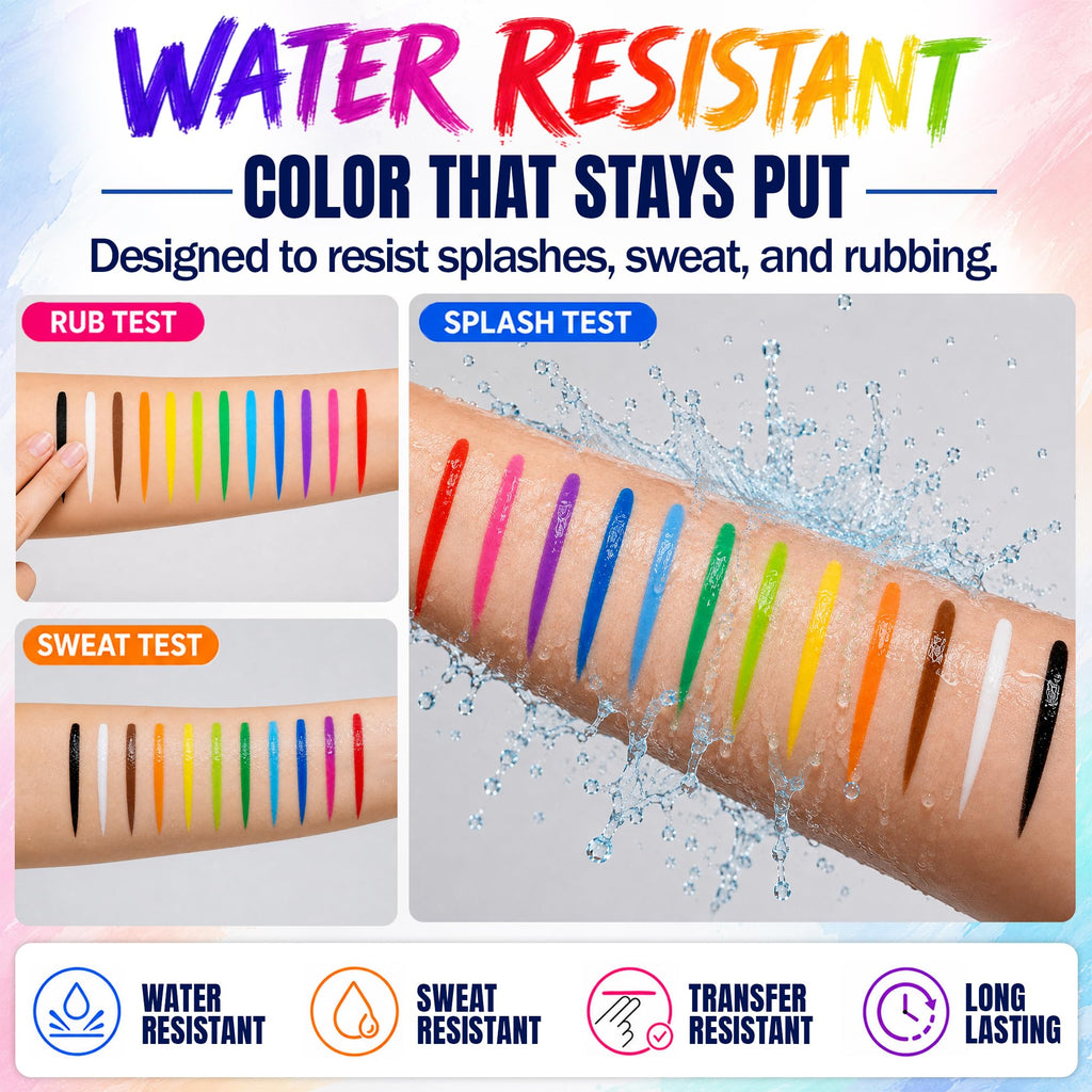 Jim&Gloria Water Resistant Face Paint Tattoo Pen, Temporary Tattoo Markers for Skin, Body Painting Kit, Teen Girl Gifts Trendy Stuff, Makeup Toys Crafts, Christmas Gifts for Teenage Girls, Adults