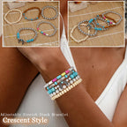COLOYAN 28PCS Western Turquoise Beaded Bracelets for Women Stackable