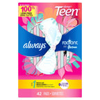 Always Radiant Teen Pads, Size 1, Regular, with Wings, Unscented, 42 Count
