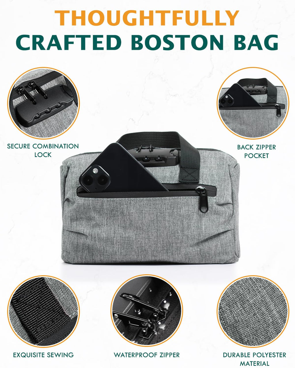 SafeDelux Smell Proof Bag with Combination Lock, Odorless Activated Carbon Fiber Smell Proof Container, Portable Stash Box for Travel, Home, Office & Gifts (Grey)