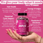 Auva Vitality Iron Gummies for Women — Non-Constipating | Ferrous Fumarate 20mg + Vitamin C | Energy, Anemia & Iron Deficiency Support | Hair Health, Menstrual & Menopause | Grape Flavor, 60 Count