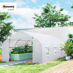 Outsunny 20' x 10' x 7' Outdoor Walk-in Greenhouse Zippered Door White