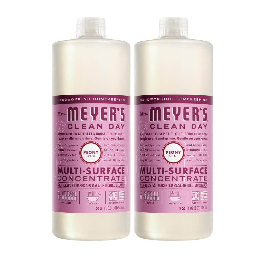 MRS. MEYER'S CLEAN DAY Multi-Surface Everyday Concentrate, Peony Scent, 32 Fl Oz Bottle - 2 Pack
