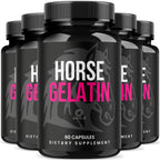 (5 Pack) Horse Gelatin Capsules - Official HorseGelatin Pill Advanced Premium Formula Support Maximum Strength, All Natural Ingredients Vitamin For Overall Health & Wellness, 300 Capsules For 5 Months