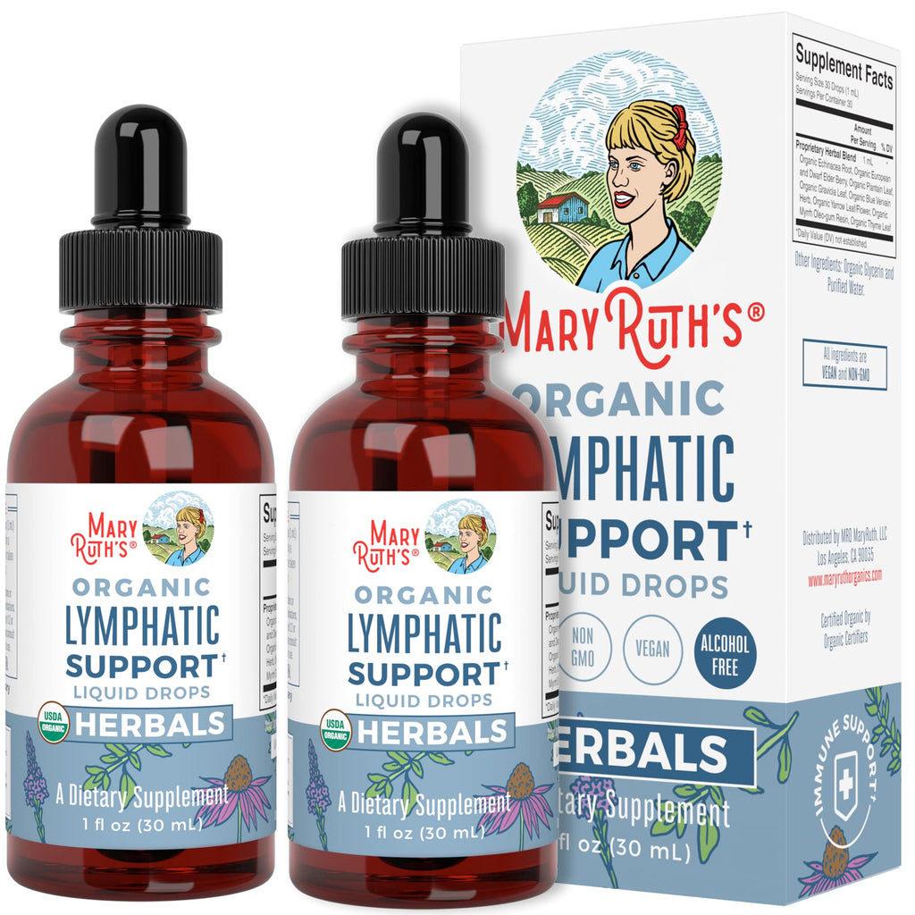 Lymphatic Support Drops | USDA Organic Lymphatic Cleanse for Immune Support | Lymphatic Support Supplement with Echinacea & Elderberry | Antioxidant & Immune Defense | Vegan | 30 Servings (2 Pack)