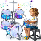 Upgraded Kids Drum Set for Toddlers 1-3, Kids Jazz Drum Ages 3-5, Star Light up Musical Instrument Toys for Boys Girls 2-5 4-6 5-7 ( All Plastic)