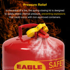 Eagle 2 Gallon Type I Red Safety Gas Can for Gasoline with Flame Arrester, Self-Closing Lid, and F-15 Funnel, Made in the USA, Galvanized Steel Flammable Storage Can, UI20FS