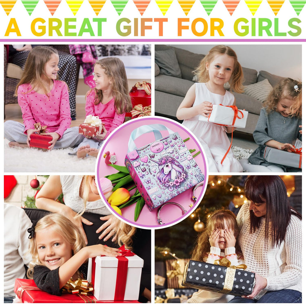 AIPRIDY 208 Pieces Charm Bracelet Making Kit,Unicorn Mermaid Crafts Gifts Set Can Inspires Imagination and Creativity,Jewelry Making Kit Perfect Gifts for Girls 5-12 Years Old (Pink+Aqua Unicorn)