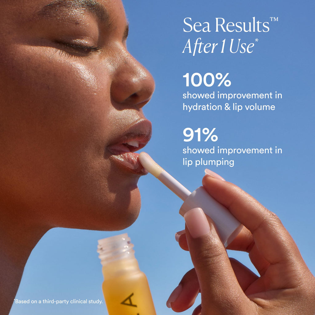 OSEA Hyaluronic Lip Oil Booster – Clean Beauty Lip Oil for Plump, Glossy, Hydrated Lips – Nourishing Seaweed & Meadowfoam Oil – Vegan, Non-Sticky, High-Shine Finish