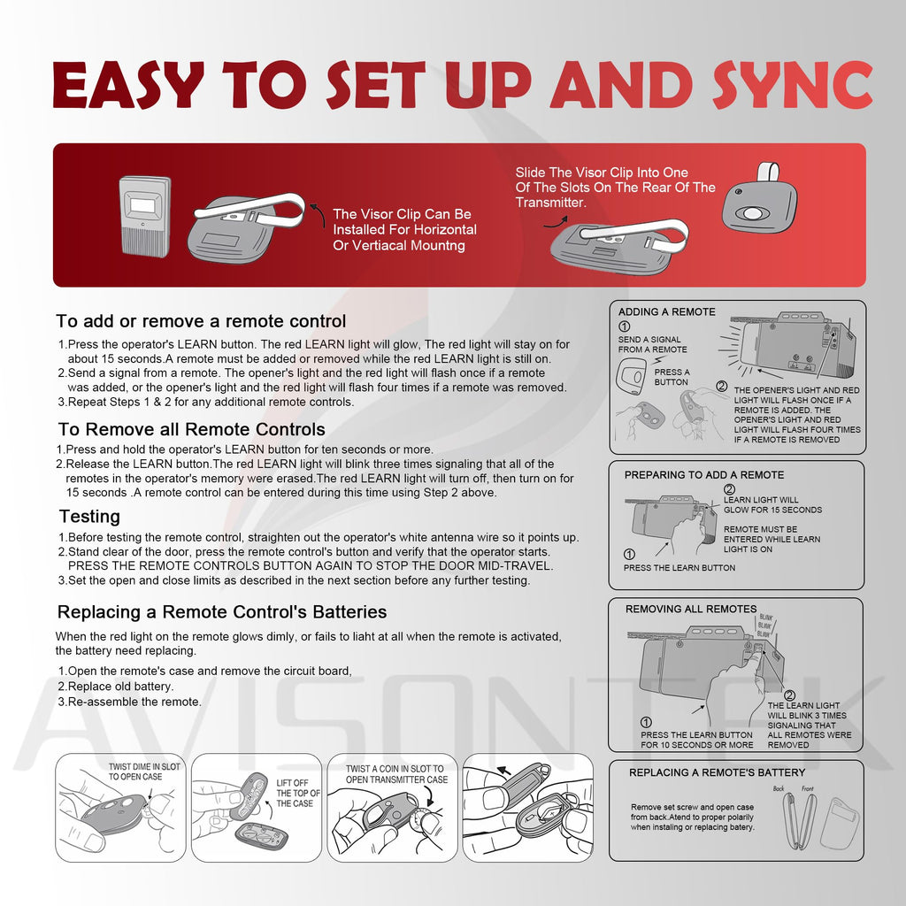 Avisontek 2-Pack for Linear Garage Door Opener Remote ACT-31B Megacode, LD033 LD050 LS050