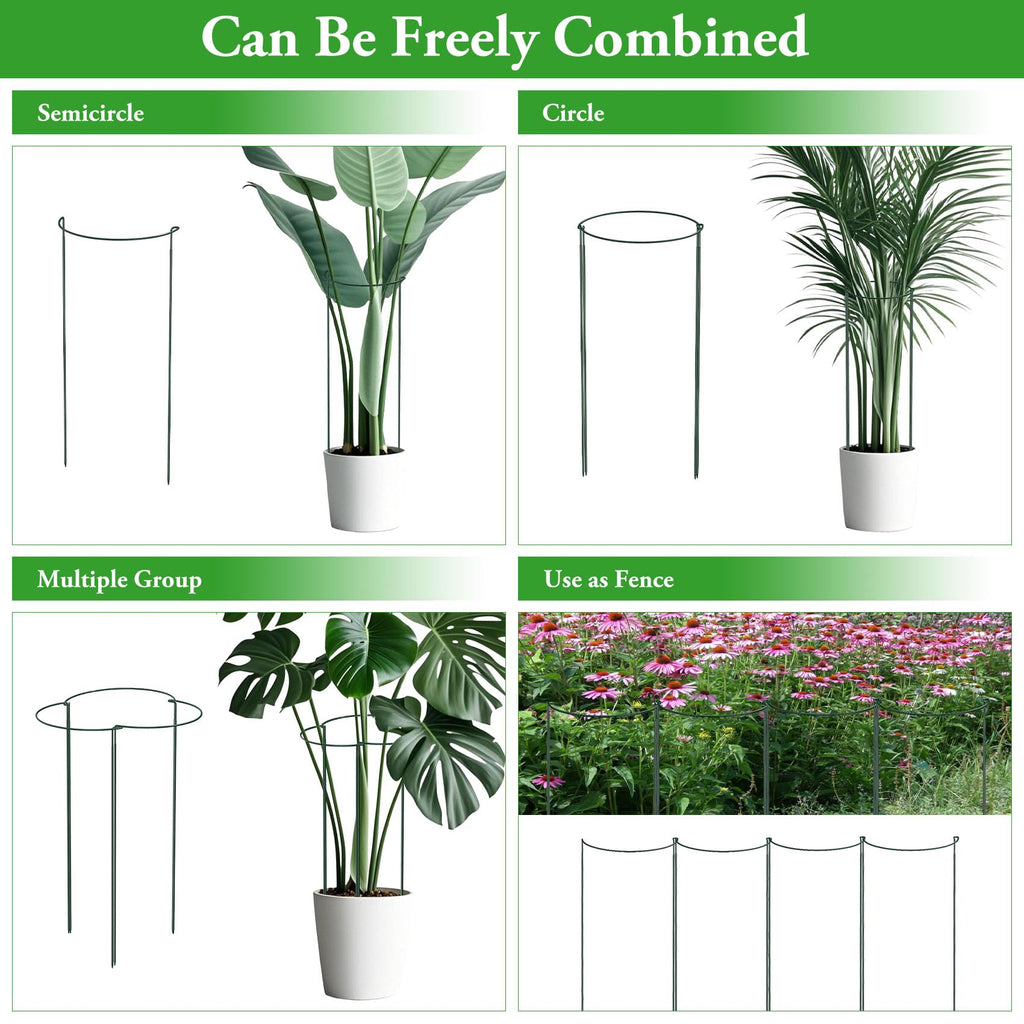 Unves 6 Pack Peony Cage, 32" x 13" Half Round Metal Plant Support Stakes