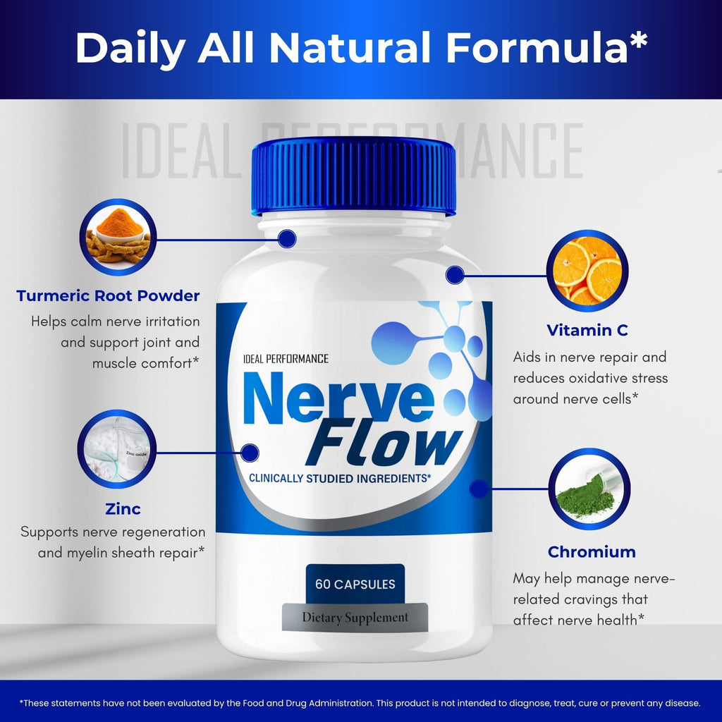 Nerve Flow for Neuropathy Supplements, Nerve Flow Capsules Advanced Nerve Health Pills Extra Strength All Natural Healthy Circulation & Stable Levels, Advanced NerveFlow Support Reviews (3 Pack)