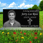 LIFTOMO Personalized Memorial Stones,headstones for Graves,Grave Markers for Cemetery for Humans,Black Granite Headstone,Grave Marker,Cemetery headstones,Outdoors Grave Plaques