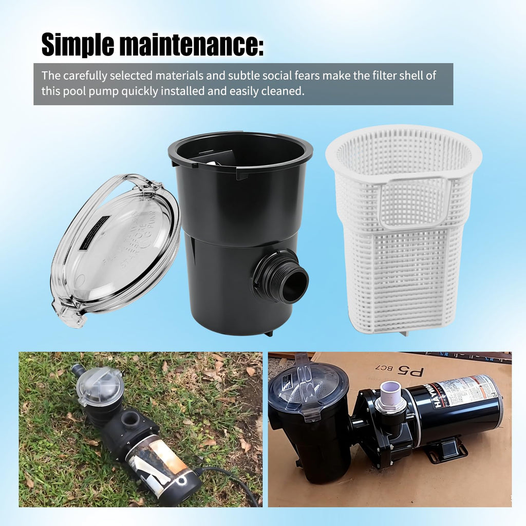 XQK SPX1500CAP Pump Strainer Housing w/Basket Compatible with Hayward Strainer Pump Housing Power-Flo LX SP1580,SP1580. EP1500LX Filter Pumps Replacement Filter Shell, SP1520UN Strainer Pumps Body