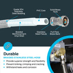 Eastman 6 Ft. Dishwasher Installation Kit, Braided Stainless Steel Supply Line with 3/8 Inch Compression Ends, 3-Prong Straight Power Cord, 41150