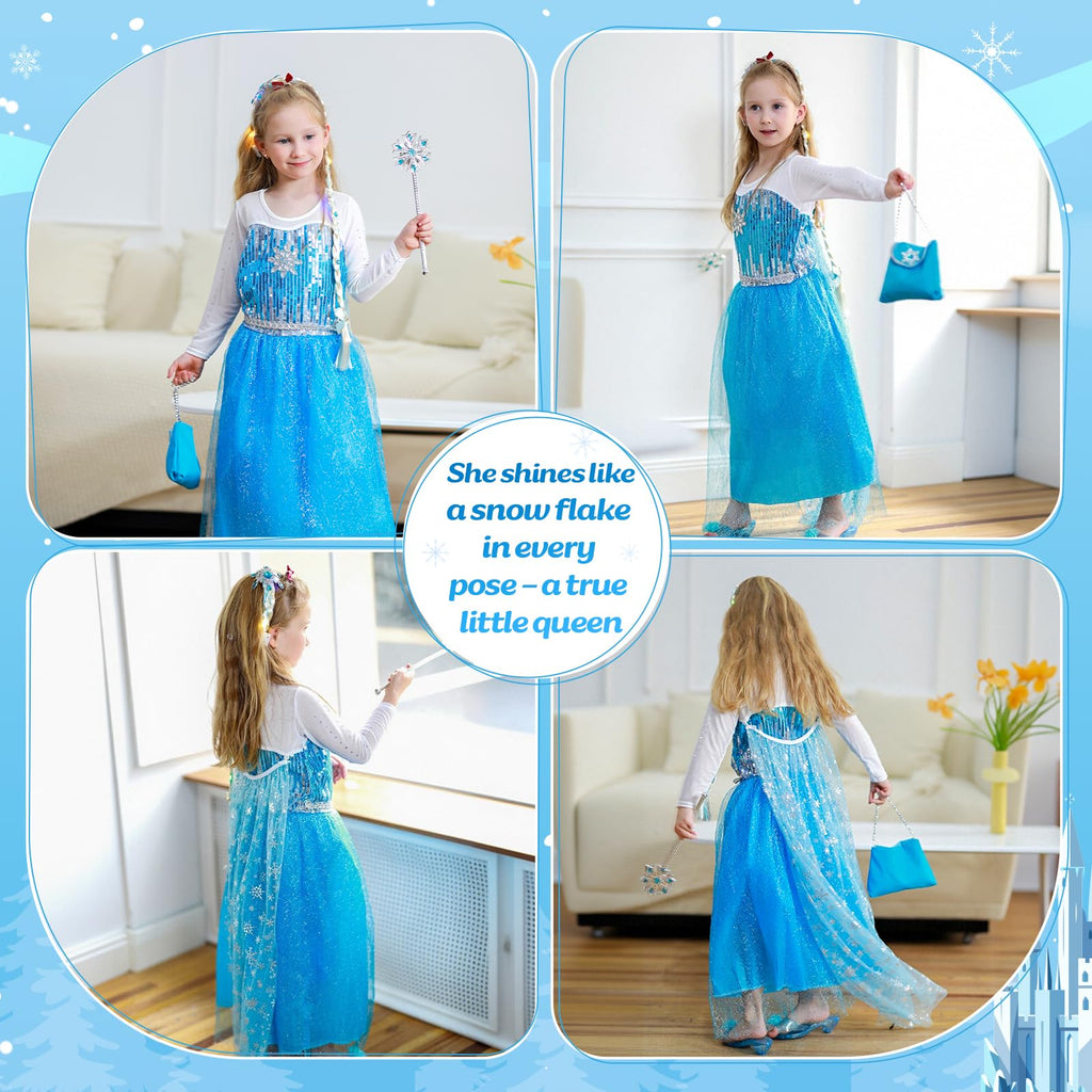 Meland Light Up Princess Dress for Girls Ages 3-10, Dress Up Toys Gift Set