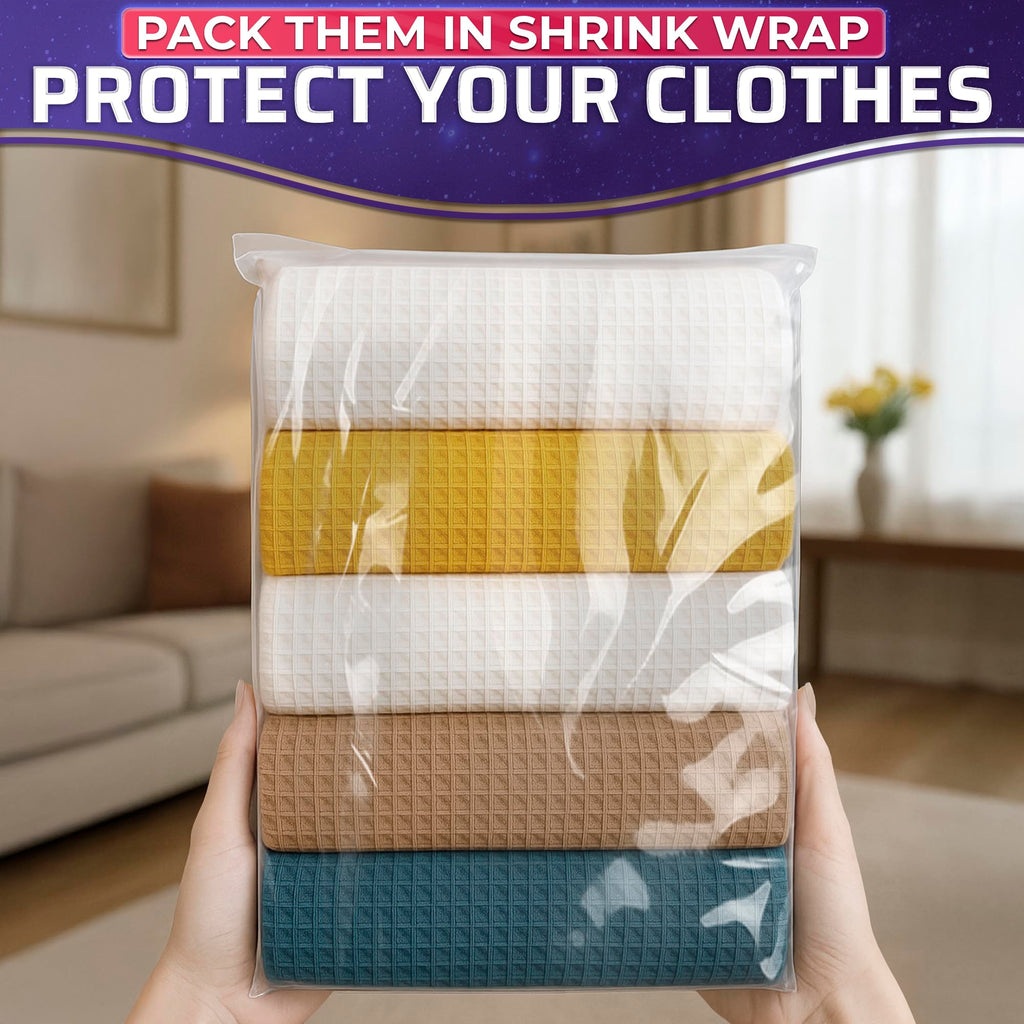16x24 Shrink Wrap Bags for Gifts – 50 Pcs Clear Heat Shrink Wrap for Father’s Day Packaging, Works with Hair Dryer at Medium Temperature – Neat Storage for Clothing, Cosmetics, Boxes & Bulky Items