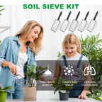 5pcs Soil Sifter Set for Gardening, Handheld Heavy-Duty Compost Shovel