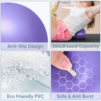 APEXUP Yoga Ball Exercise Ball, Heavy Duty Pilates Ball for Fitness, Balance, Core Workout, Physical Therapy (XXS (9") 23cm, Purple)