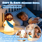 Jesus Night Light Rechargeable Bedside Night Light Dimmable Silicone LED Light Ideal for Religious Gatherings, Gifts for Sunday School, Baptism Presents, Easter Egg Decorations (blue) (Blue)