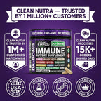 Organic Immune Support with PAU D'Arco Garlic Cayenne Pepper Oregano Ginger Grapefruit Onion Black Seed Sea Moss Black Pepper Zinc Eucalyptus Vitamin C Vitamin D Organic Soursop By Clean Nutra