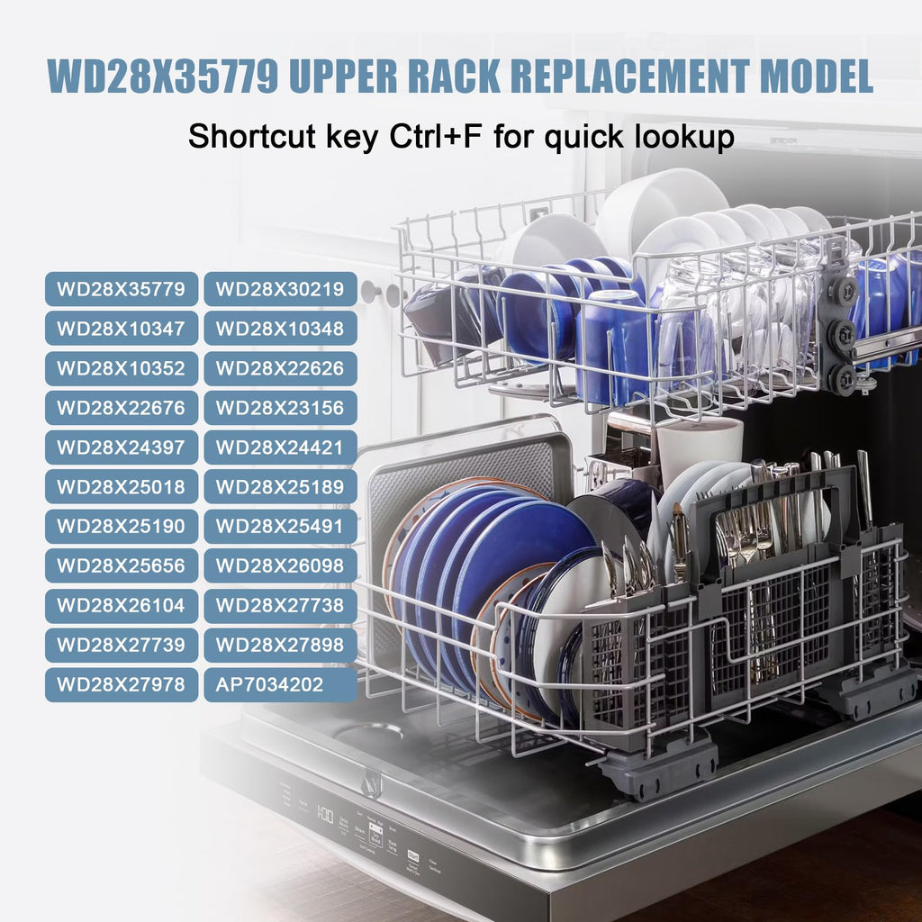 FrameFirm WD28X35779 WD28X30219 Dishwasher Upper Rack Compatible with GE Dishwashers - Replaces WD28X25018,WD28X26104,WD28X10347,WD28X25189,WD28X26098,WD28X10352,WD28X22676,WD28X10348,WD28X22626
