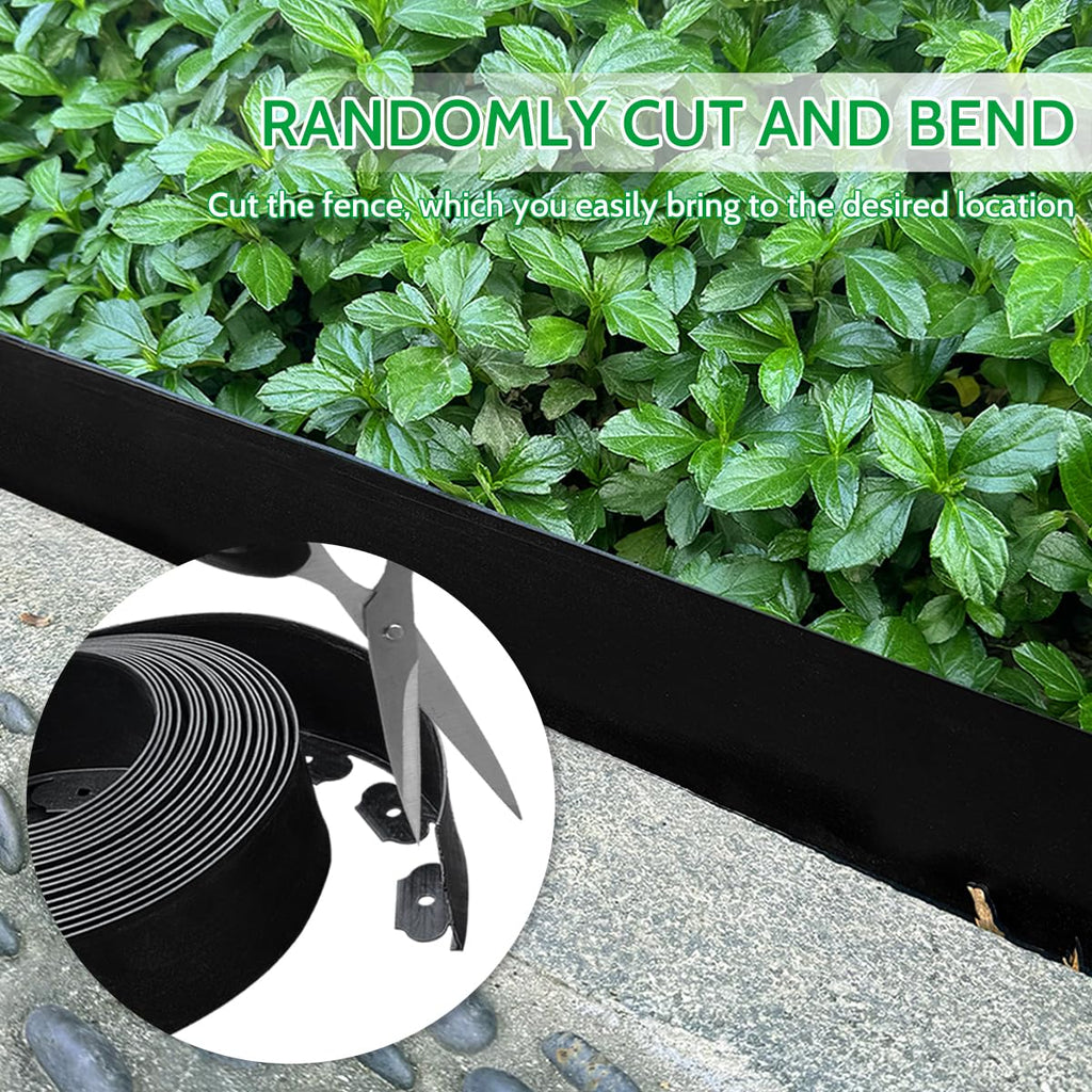 40 FT Landscape Edging No Dig [Extra Tall 4 Inch High] with 36 Spikes, Heavy-Duty Plastic Garden Edging Border