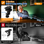 NUEYiO Ultra Long 3-Section Swing Arm 12X Magnifying Glass with Light and Stand, 4-way Large Strong Metal Clamp Lighted Magnifier Lamp, 5 Color Modes LED Magnifying Lamp for Workbench, Crafting, Hobby