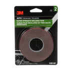 3M Scotch-Mount Automotive Molding Tape, Super Strength Double-Sided Adhesive, 1/2 Inch x 15 Ft per Roll (Pack of 2) – for Car Trim, Emblems, Moldings