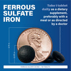 Major Ferosul - Ferrous Sulfate 325mg Tablets with 65mg of Elemental Iron - Iron Supplement for Women, Men - Green - 100 Tablets (6 Pack)