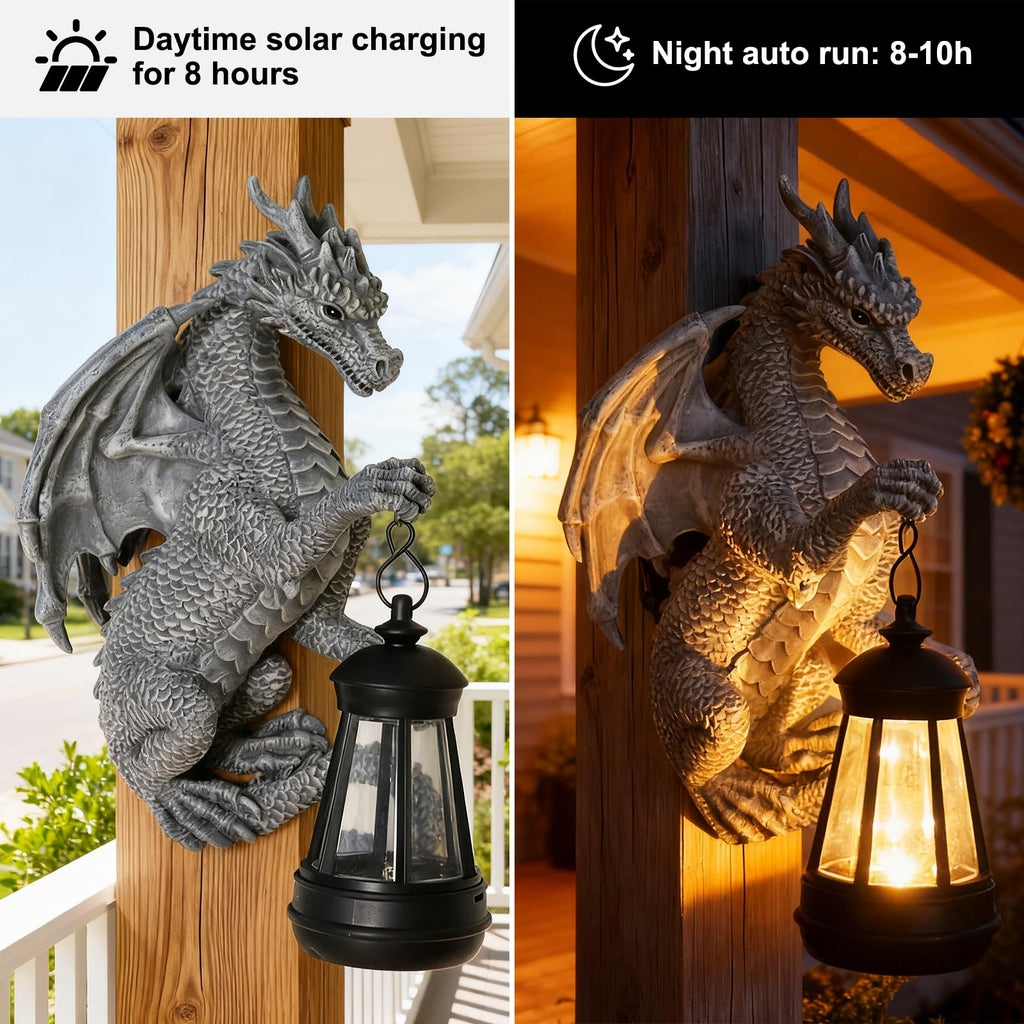 Garden Statues Tree Hugger Dragon - Dragon Statue Solar Light Outdoor Decor