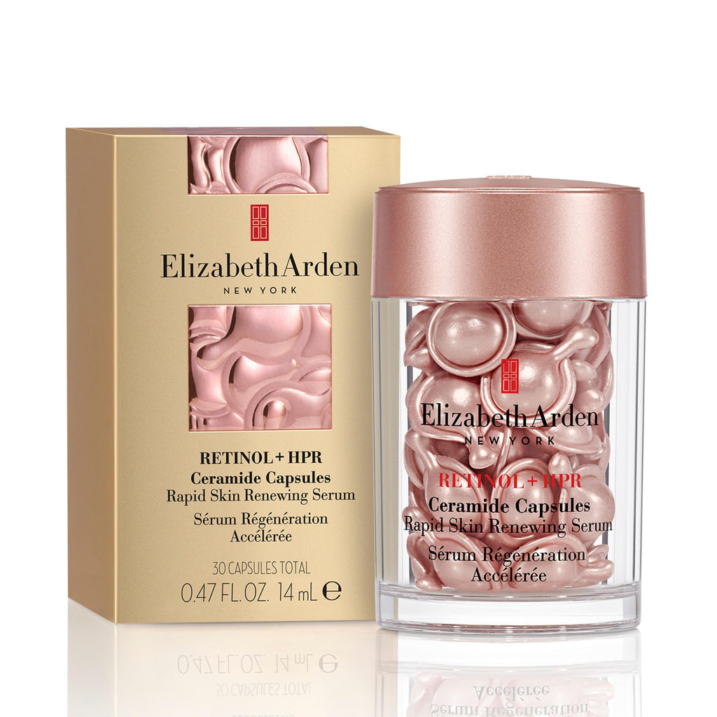 Elizabeth Arden Retinol + HPR Ceramide Rapid Skin Renewing Anti-Aging Face Serum Capsules, Fine Lines & Wrinkles Treatment with Peptides, Vitamin E, & Niacinamide, 30 Count