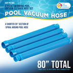 U.S. Pool Supply Professional Swimming Pool Vacuum Cleaner Hoses, Shorter 20" Sections, 4 Pieces - Extension Replacement Hoses 1.5" Cuffs Flexible Spiral Wound - Fits Most Brands of Automatic Cleaners