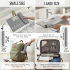 Maplefield Travel Size Bathroom Sink Cover for Counter Space - Foldable Silicone Sink Mat for Beauty Routine, Ideal for Small Bathroom, RVs, Camper Vans (Gray Small, 19.5 x 15.5 x 1.6 Inches)