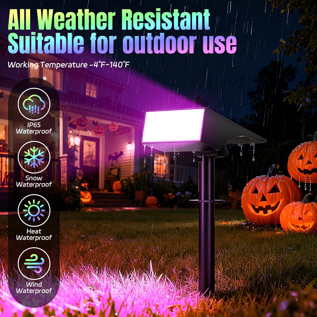 WENATY Solar Spot Lights Outdoor Color Changing, [7 Mode/2 Pack] Christmas Landscape Spotlights, Solar Lights Outdoor Waterproof,Led Powered Flood Light for Halloween Pathway Yard Garden Tree Walkway