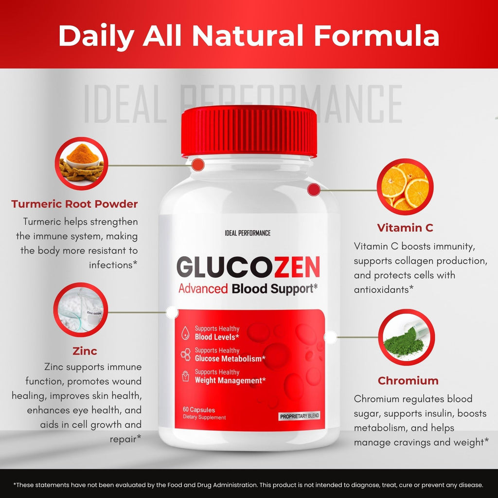 Glucozen Capsules, Glucozen Support Supplement Pills - Maximum Strength, Glucozen Health & Wellness Capsules, Glucozen All Natural Formula Pills, Gluco Zen Health Capsules Reviews (2 Pack)