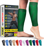 BLITZU Calf Compression Sleeves for Men and Women. Footless Compression Socks Support for Varicose Vein, Nursing, Running. Leg Sleeve Brace for Shin Splints, Pain Relief & Reduces Swelling Green L-XL