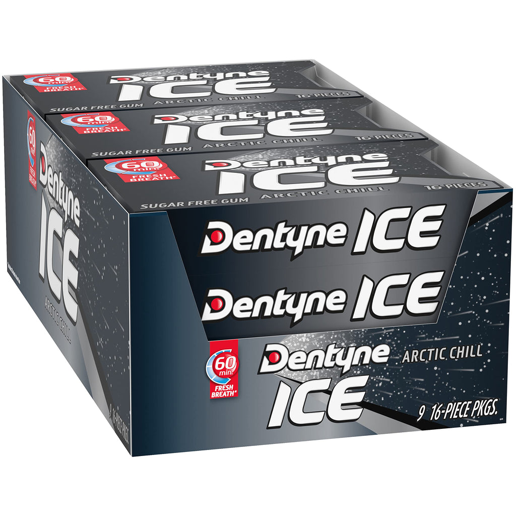 Dentyne Ice Arctic Chill Sugar Free Gum, 9 Packs of 16 Pieces (144 Pieces)