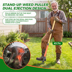 RexWeed Stand Up Weed Puller Tool, 4-Claw Steel Head Deep Root Extractor with Dual-Eject Design, Real Bamboo Long Handle & Metal Anti-Slip Pedal, No Bending Dandelion Remover for Garden Lawn Yard