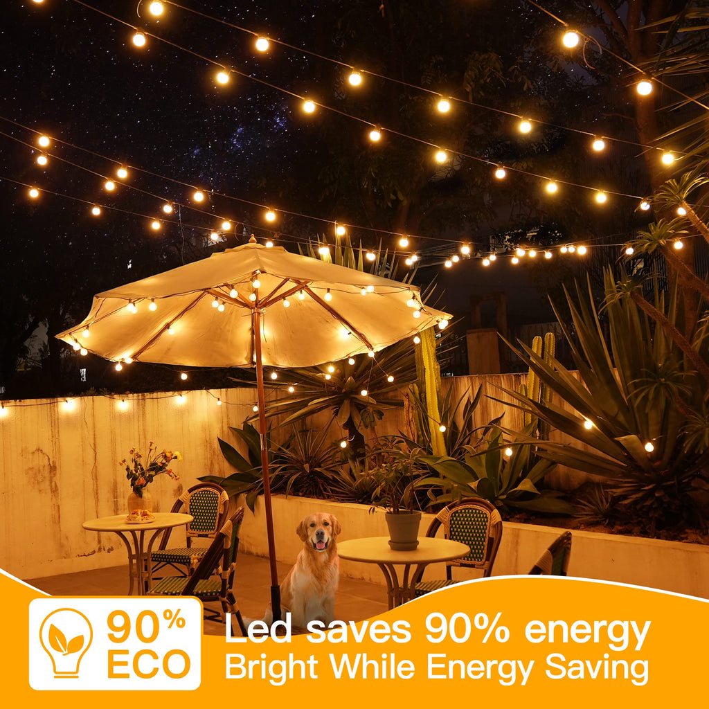 Ollny Outdoor String Lights, 50FT LED Patio Lights Waterproof Plug in