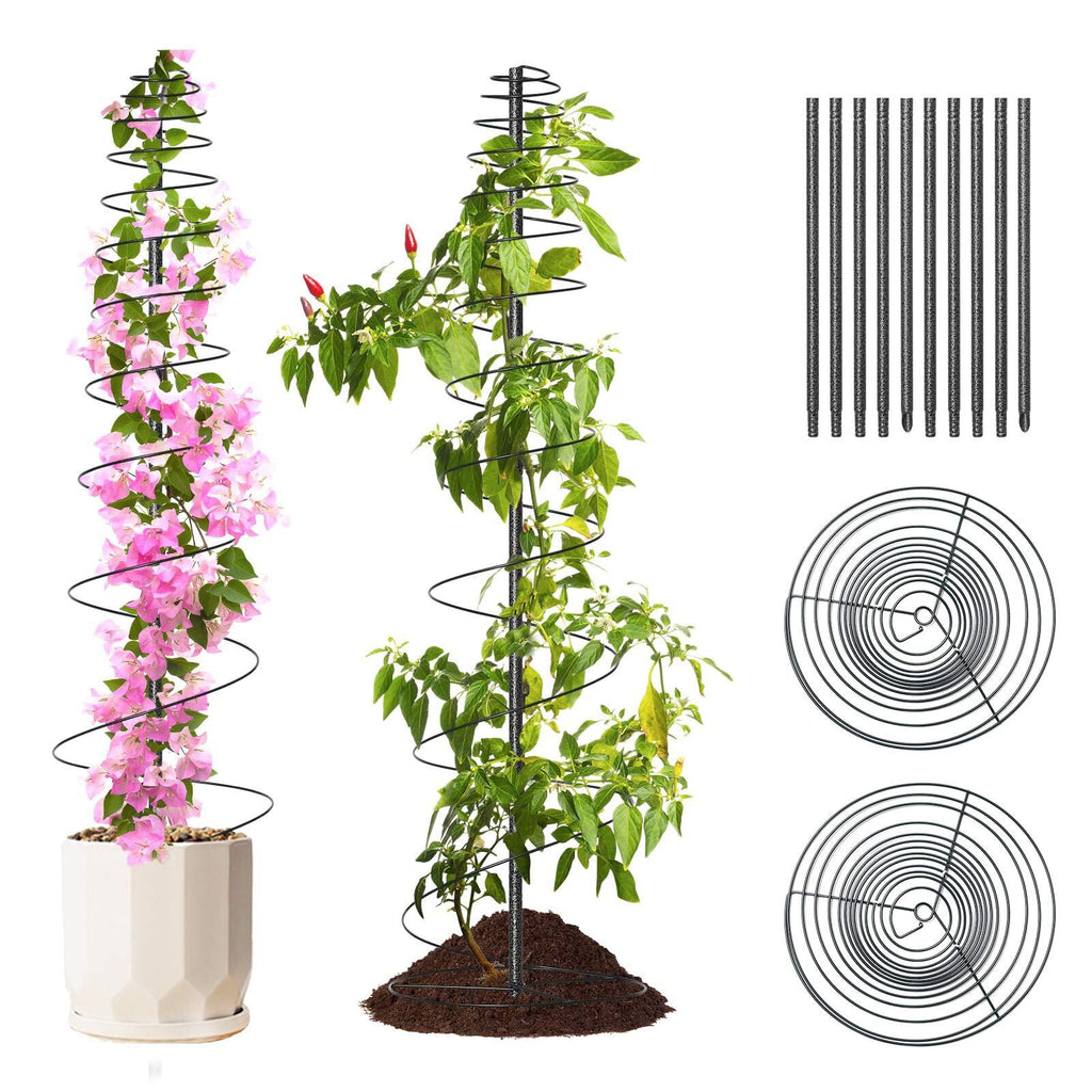 2 Pack Spiral Metal Garden Trellis for Climbing Plants Outdoor - 72" Large Heavy Duty Plant Support Tower with Center Pole, for Outdoor Garden, Raised Bed,Backyard,Container Gardening