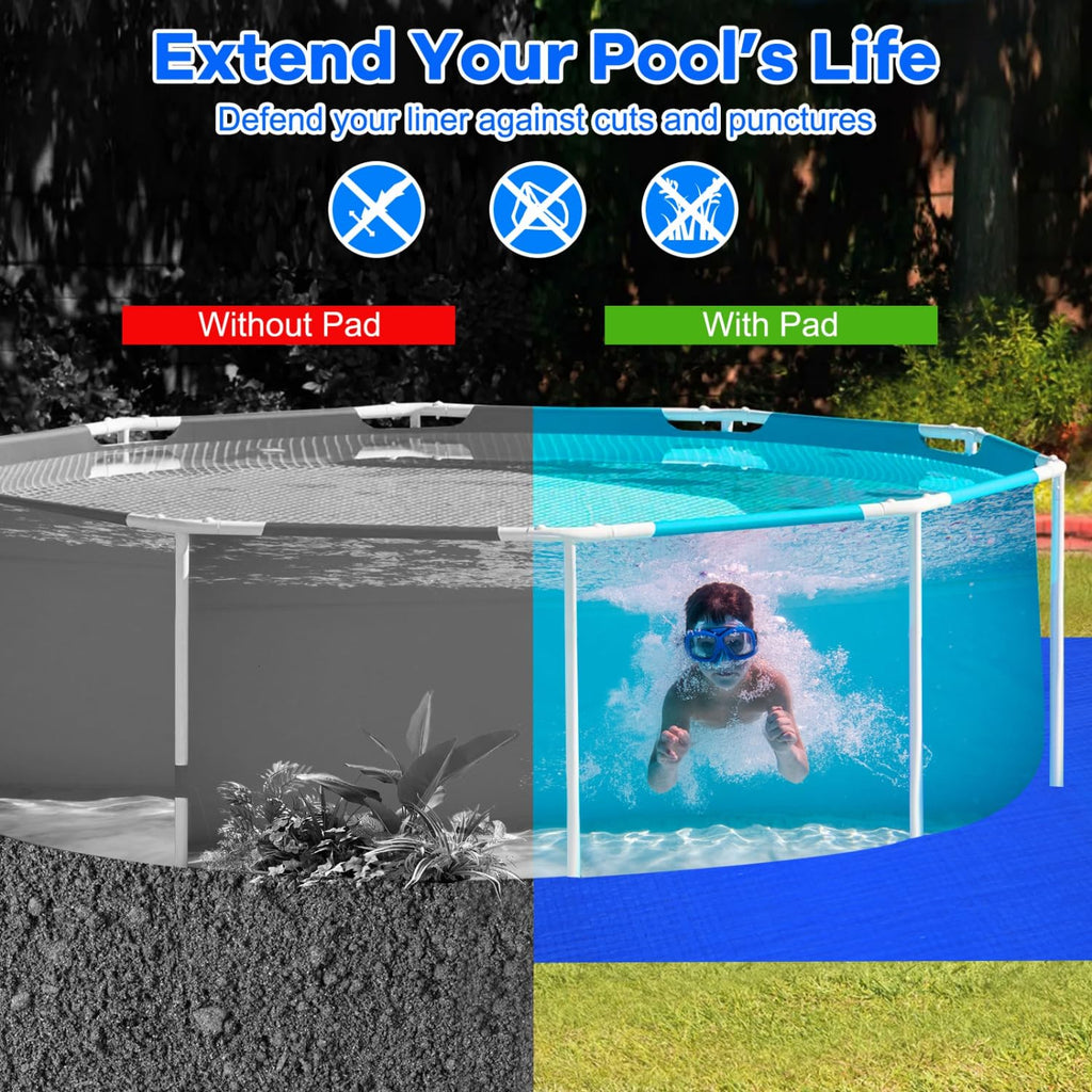 Gonioa 11 x 7.8 FT Pool Pad Tarp for Under Pool Liner Pad Under Pool Mat for Above Ground Pools, Thickened Pools Tarp Pools Ground Pads to Prevent Puncture and Extend Liner Life