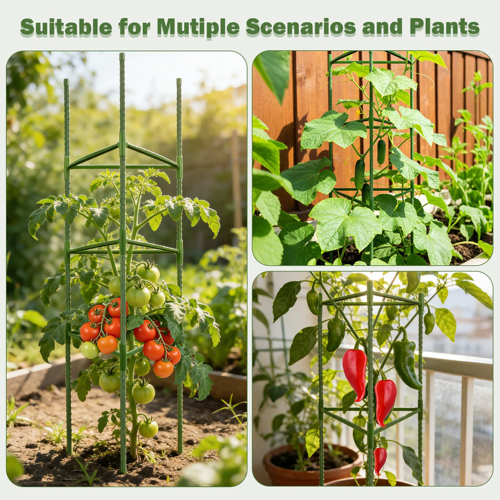 Tegarbed 6 Pack 48 Inch Tomato Cages for Garden Plant Supports